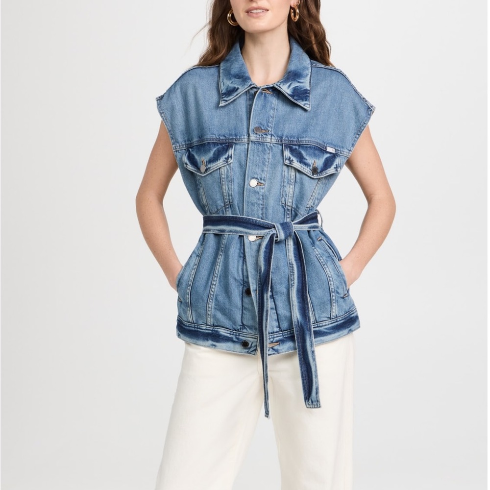 AG Kendrix belted trucker vest in mineral denim size XL